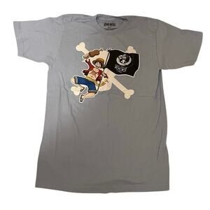 One Piece Luffy 1000 Logs Flag T-Shirt - Blue - M - 100% Cotton - NEW